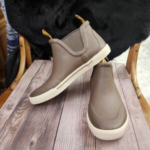 LL Bean Wellie Sport Ankle Boots Brown Rubber Chelsea Rain Boots Women 8.5